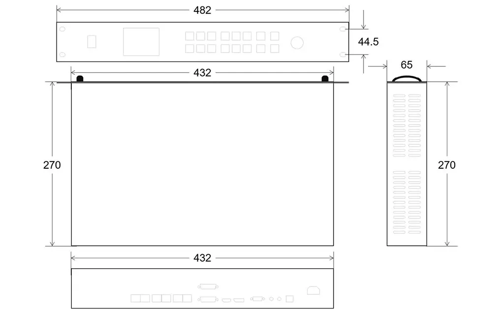Dimension chart of HUIDU HD-VP620 LED Video Processor